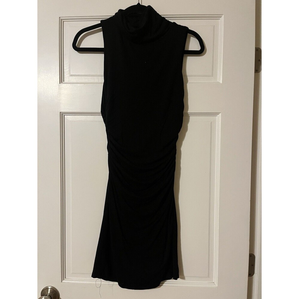 Velvet Torch Women’s Size M Black Cowl Neck Sleeveless Ruched Sheath Knee Dress